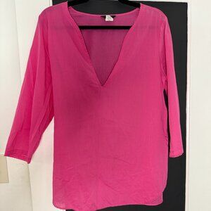 J.Crew Bright Pink Long Sleeve Top (Medium)